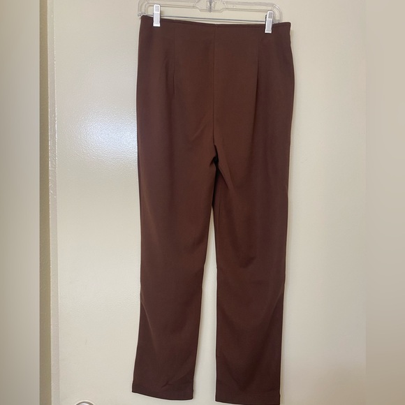 Brown High-Waisted Cropped Trousers - Picture 6 of 7
